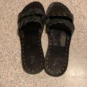 Frye Women Black Azalea Braid Slide Sz 8 1/2